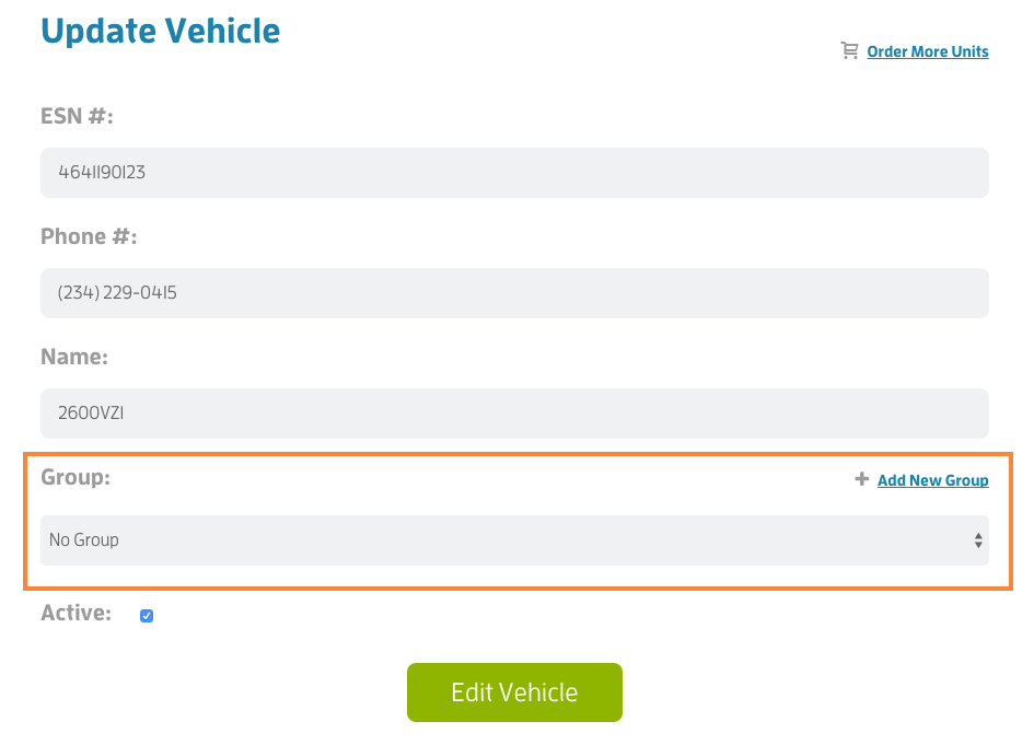 Vehicle Setup Group Setting